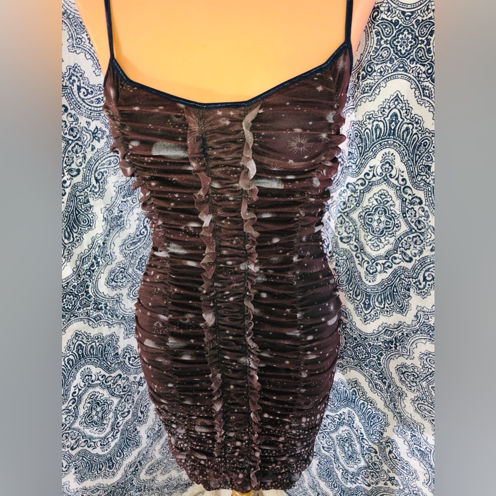 URBAN OUTFITTERS•SIZE-SP•BROWN•ROUCHED•SHEER•GALAXY PRINT•MINI DRESS 3 for $15